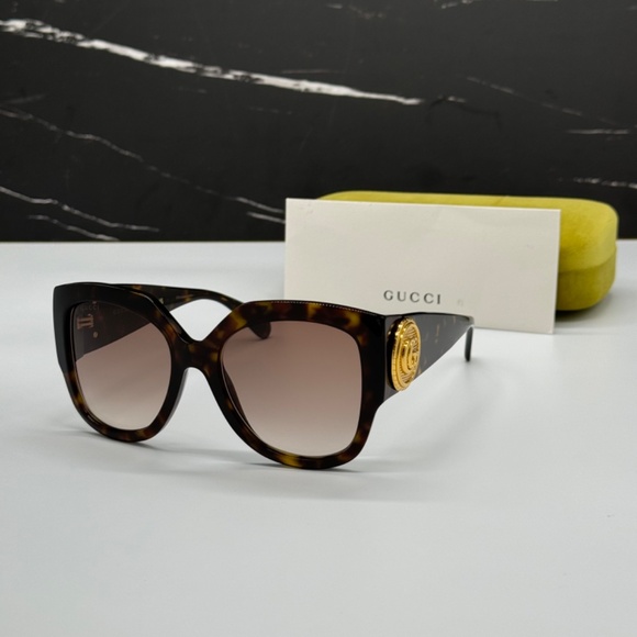 NEW GG1407S 003 GUCCI SQUARE HAVANA BROWN WOMEN SUNGLASSES GUCCI - Picture 1 of 13